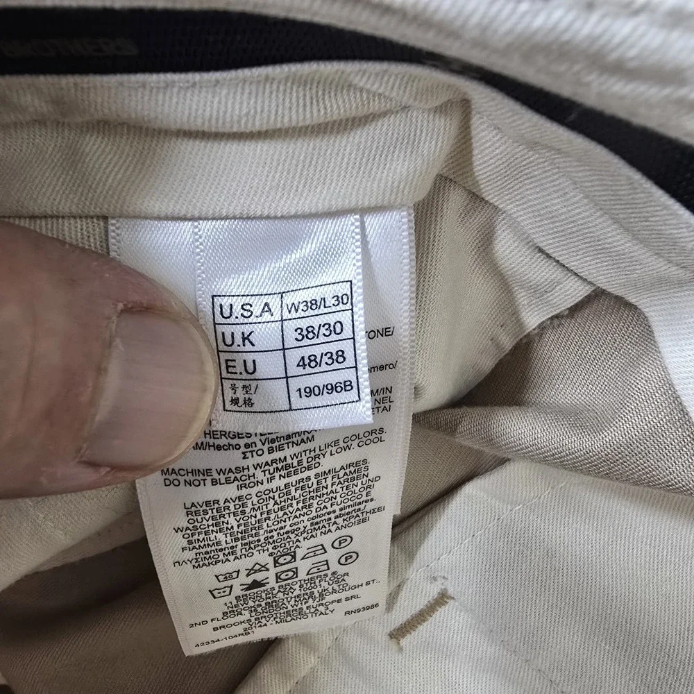 Brooks Brothers Pants Men 38x30 Beige Advantage Chino Stretch Clark Fit Straight